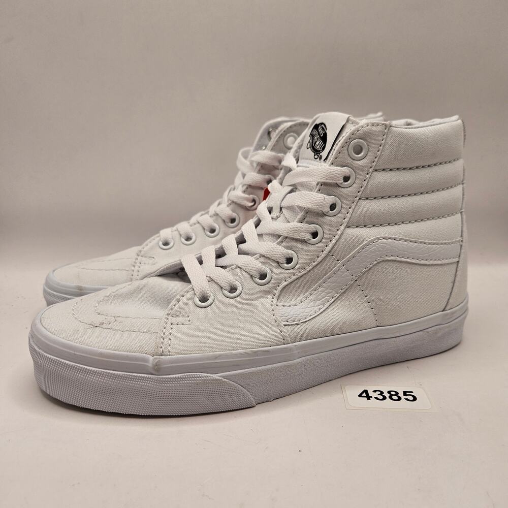VANS WOMEN'S 6.5 SK8 HI CANVAS HI TOP SKATEBOARDING SNEAKERS TRIPLE WHITE